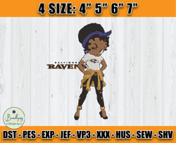 Ravens Embroidery, Betty Boop Embroidery, NFL Machine Embroidery Digital, 4 sizes Machine Emb Files -19-Bundlepng