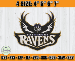 Ravens Embroidery, NFL Ravens Embroidery, NFL Machine Embroidery Digital, 4 sizes Machine Emb Files -24-Bundlepng