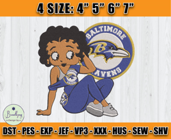 Ravens Embroidery, Betty Boop Embroidery, NFL Machine Embroidery Digital, 4 sizes Machine Emb Files -28-Bundlepng