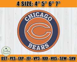 Chicago Bears Embroidery, NFL Bears Embroidery, NFL Machine Embroidery Digital, 4 sizes Machine Emb Files -01 Bundlepng
