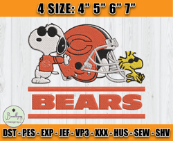 Chicago Bears Embroidery, Snoopy Embroidery, NFL Machine Embroidery Digital, 4 sizes Machine Emb Files-21 Bundlepng