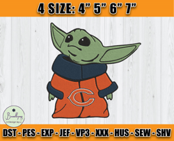 Chicago Bears Embroidery, Baby Yoda Embroidery, NFL Machine Embroidery Digital, 4 sizes Machine Emb Files -25 Bundlepng