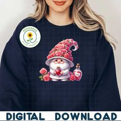 Romantic Valentine Gnome PNG Clipart Design