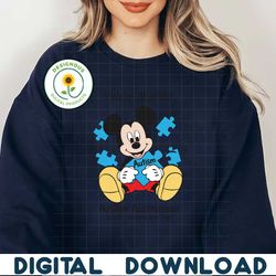 Mickey I Wear Blue For Autism Awareness SVG