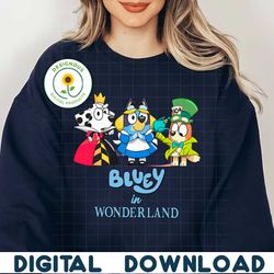 Bluey In Wonderland Funny Bluey Chracter Cosplay PNG