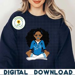 Football Detroit Lions Black Girl SVG