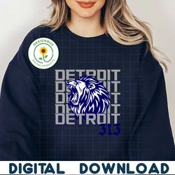 Retro Detroit 313 Lions Football Team SVG