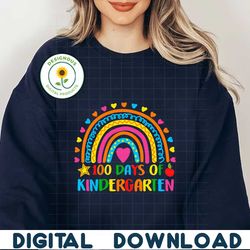 Retro 100 Days Of Kindergarten Rainbow SVG