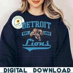 Detroit Lions Est 1929 Mascot Football PNG
