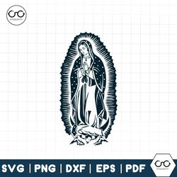 Virgen de Guadalupe SVG PNG File, virgen stamp white, Virgin Mary Svg, Mother of God , Lady Guadalupe, Virgin of Mexico