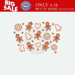gingerbread cup wrap svg, christmas full wrap, gingerbread couple svg, venti cold cup 24oz, coffee wrap, file for cricut