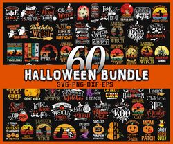 60 Halloween Bundle, Halloween Vector, Sarcastic Svg, Dxf Eps Png, Silhouette, Cricut, Digital, Witch Svg, Ghost Svg