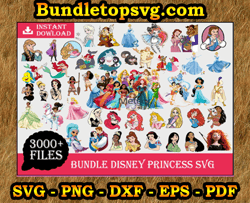 3000 Files Disney Princess Svg Bundle, Disney Svg, Princess Svg