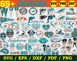 65 Designs Miami Dolphins Football Svg Bundle, Dolphins Logo Svg