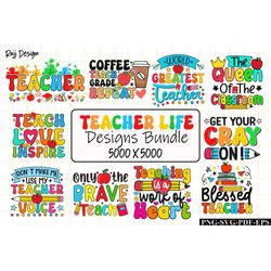 Teacher Life Sublimation Design Bundle