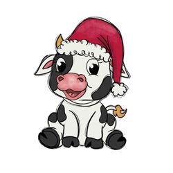cute baby cow christmas png sublimation