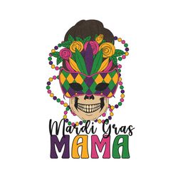 Messy Bun Mardi Gras Mama PNG