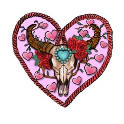 Buffalo Skull Heart Valentine PNG