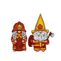Firefighter Gnomes Couple PNG
