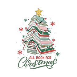 Christmas Book Tree for Book Lover PNG