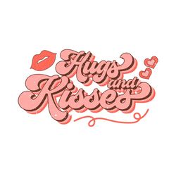 Hugs and Kisses Valentine Retro PNG