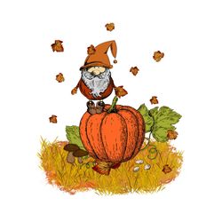 Gnome with Pumpkin Fall Autumn