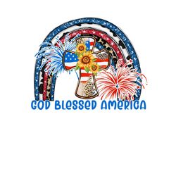 God Blessed America Rainbow Cross PNG