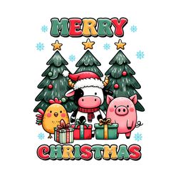 Merry Trees Farm Animals Sublimation PNG