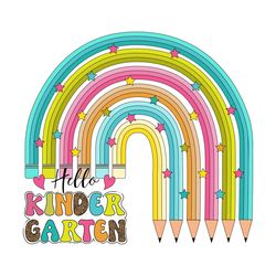 Hello Kindergarten Rainbow Crayons SVG