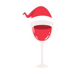 santa hat wine glass