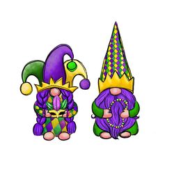 Mardi Gras Holiday Gnomes Couple PNG