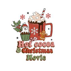 Retro Hot Cocoa and Christmas Movie PNG