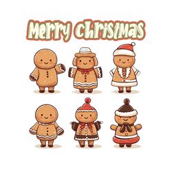 Gingerbread Retro Merry Christmas PNG