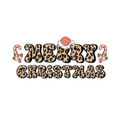 Retro Merry Christmas Leopard PNG