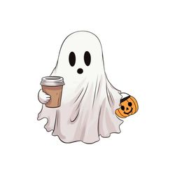 Ghost Coffee Pumpkin Halloween PNG