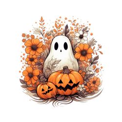 Fall Ghost Pumpkin Autumn Halloween PNG