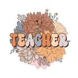 Floral Teacher Retro Flower Vintage PNG