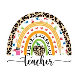Teacher Leopard Rainbow SVG