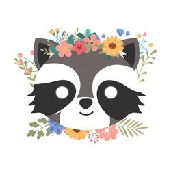 Spring Raccoon Floral SVG