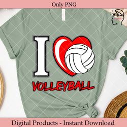 I Love Volleyball Tshirt Design PNG