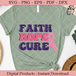 Faith Hope Cure  Breast Cancer SVG.