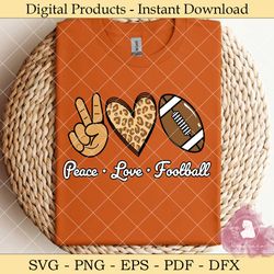 Peace Love Football SVG