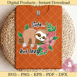 Cute but Lazy Sloth Flowers SVG