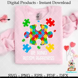 Be Kind Puzzle Pieces Autism Awareness