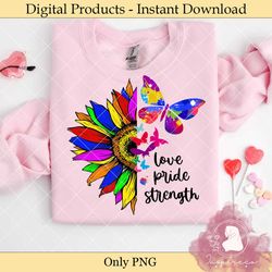 Love Pride Strength Rainbow Flag PNG