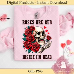 Roses Red Dead Inside Skeleton PNG