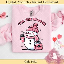Pink Tis the Season Snowman PNG