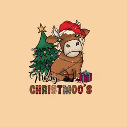 Merry Christmoo's Christmas Tree Cow PNG