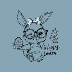 Vintage Happy Easter Bunny Eggs SVG