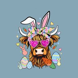 Funny Highland Cow Easter Day PNG